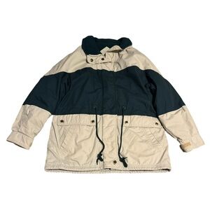 🧥 Fitzwright‎ Colorblock Fleece Lined Parka Jacket Beige Green PS 🧥